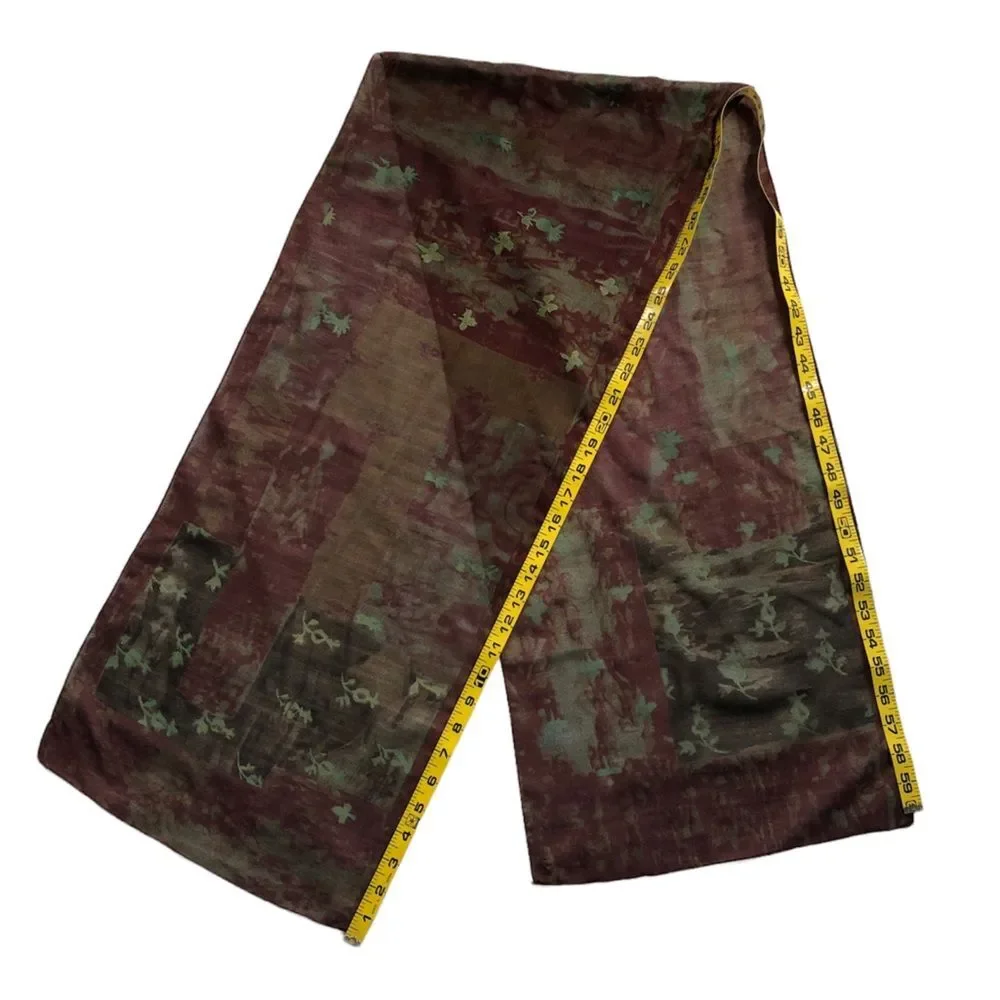 Vintage Burgundy Oblong Patterned Scarf